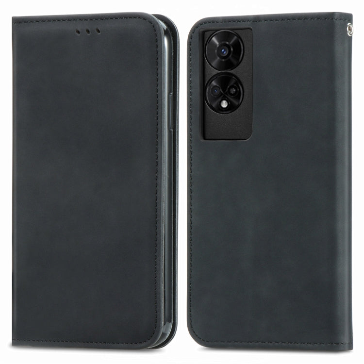 For TCL 50 5G Retro Skin Feel Magnetic Flip Leather Phone Case