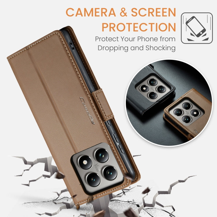 For Xiaomi 14T CaseMe 023 Butterfly Buckle Litchi Texture RFID Anti-theft Leather Phone Case