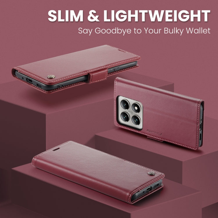 For Xiaomi 14T Pro CaseMe 023 Butterfly Buckle Litchi Texture RFID Anti-theft Leather Phone Case