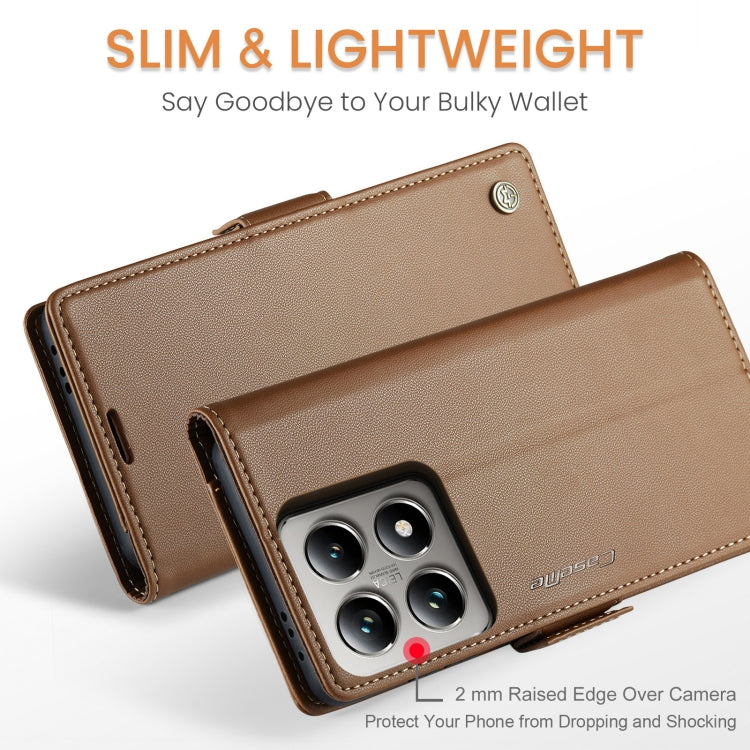 For Xiaomi 14T Pro CaseMe 023 Butterfly Buckle Litchi Texture RFID Anti-theft Leather Phone Case