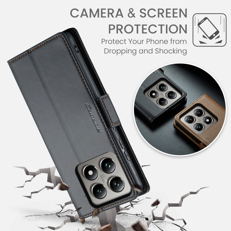 For Xiaomi 14T Pro CaseMe 023 Butterfly Buckle Litchi Texture RFID Anti-theft Leather Phone Case