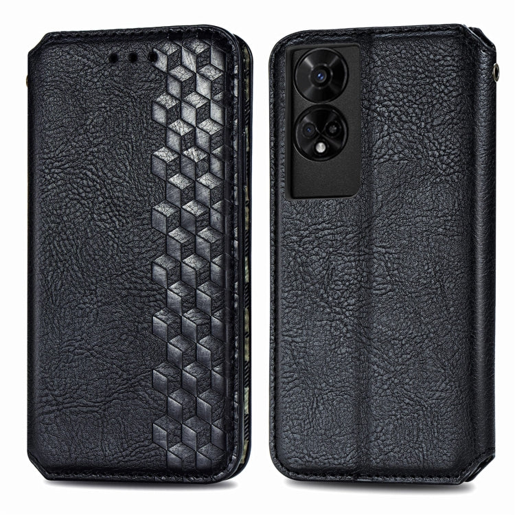 For TCL 50 5G Cubic Grid Pressed Magnetic Leather Phone Case