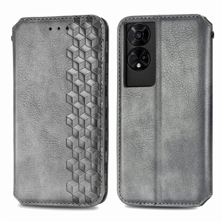 For TCL 50 5G Cubic Grid Pressed Magnetic Leather Phone Case