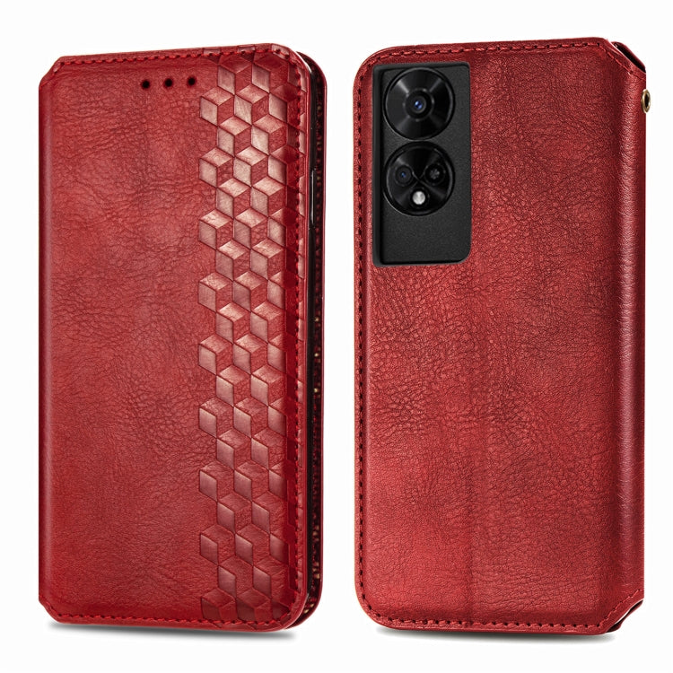 For TCL 50 5G Cubic Grid Pressed Magnetic Leather Phone Case