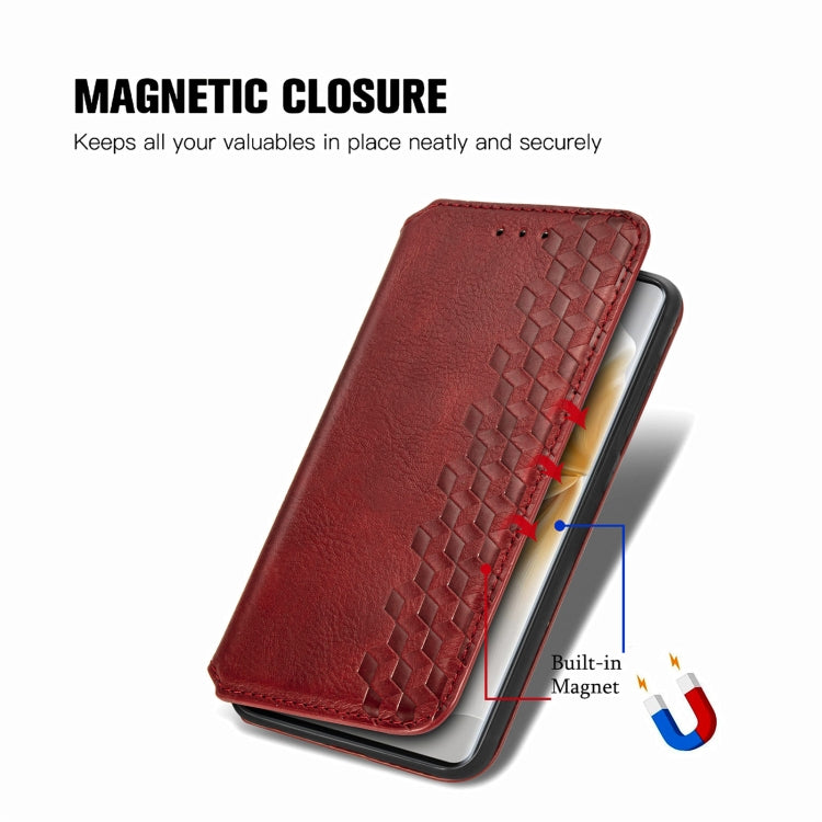 For TCL 50 5G Cubic Grid Pressed Magnetic Leather Phone Case
