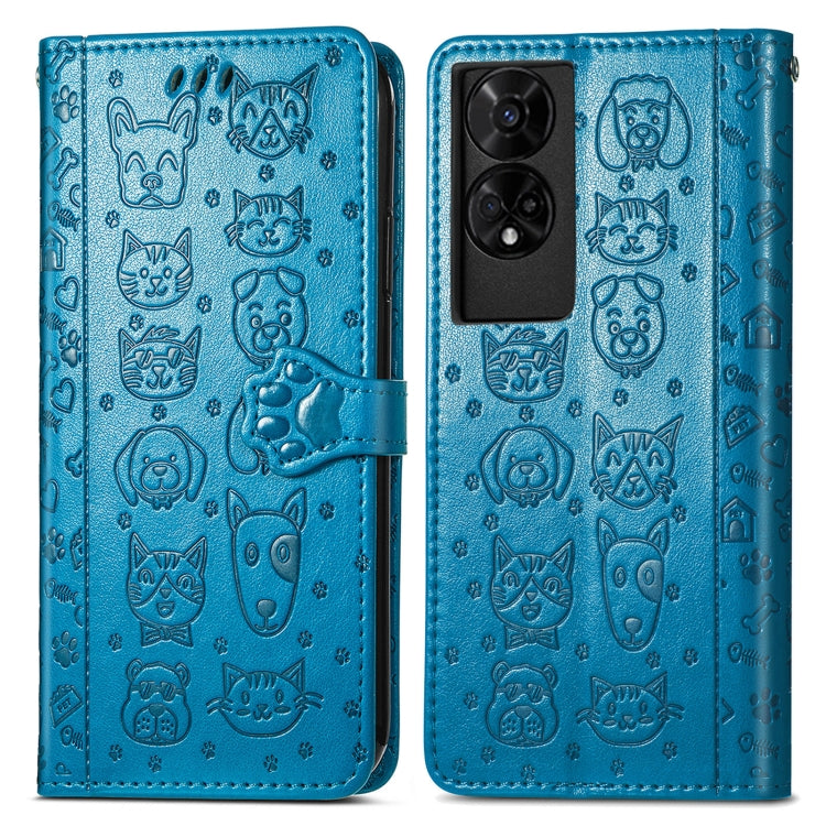For TCL 50 5G Cat and Dog Embossed Leather Phone Case