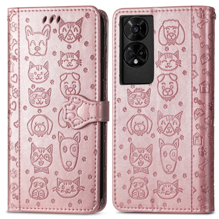 For TCL 50 5G Cat and Dog Embossed Leather Phone Case
