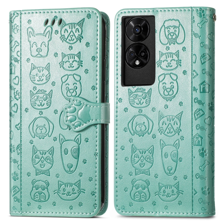 For TCL 50 5G Cat and Dog Embossed Leather Phone Case