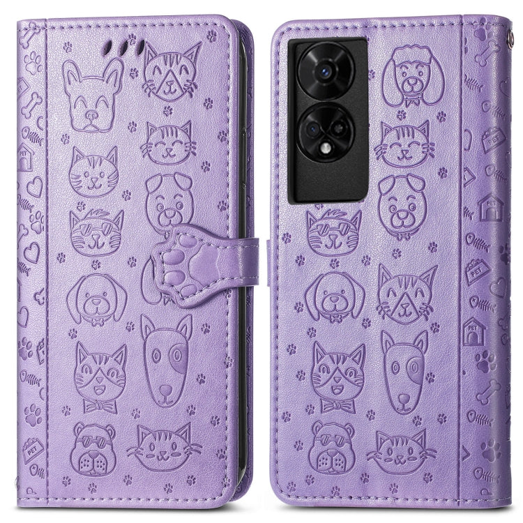 For TCL 50 5G Cat and Dog Embossed Leather Phone Case