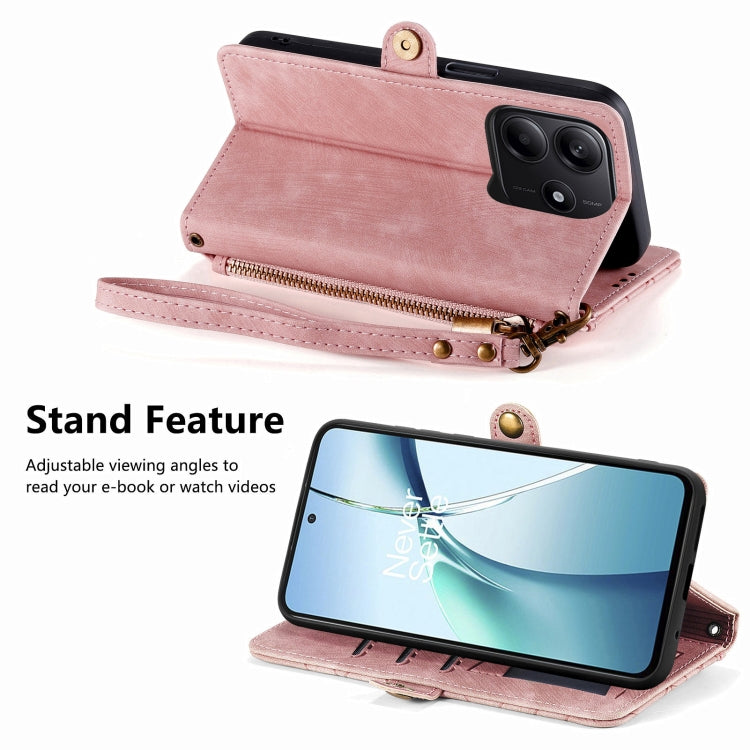 For Xiaomi Redmi Note 14 5G Geometric Zipper Wallet Side Buckle Leather Phone Case