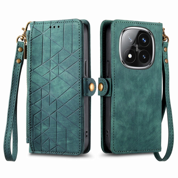 For Xiaomi Redmi Note 14 Pro 5G Geometric Zipper Wallet Side Buckle Leather Phone Case