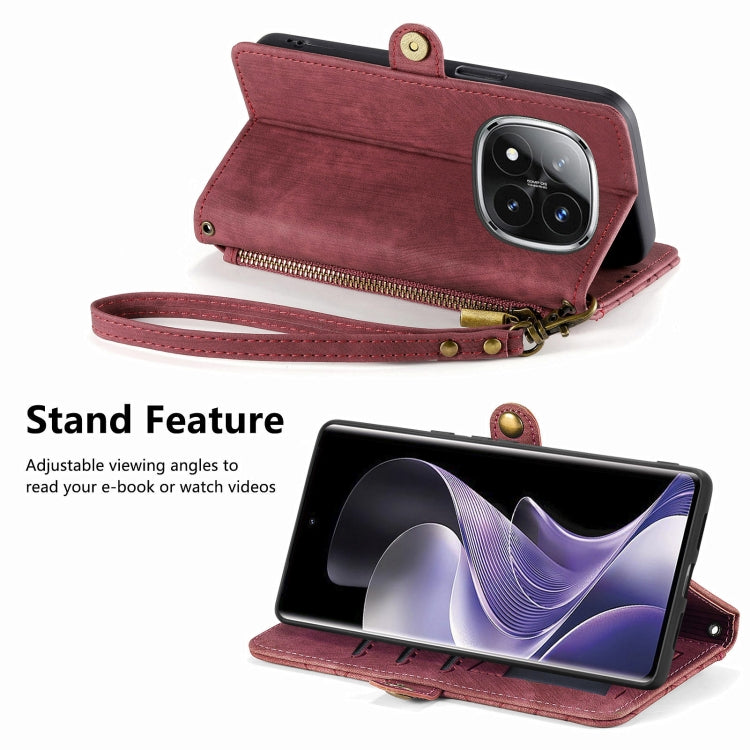For Xiaomi Redmi Note 14 Pro 5G Geometric Zipper Wallet Side Buckle Leather Phone Case