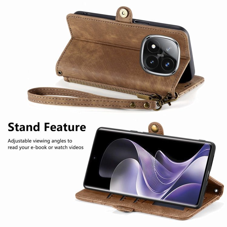 For Xiaomi Redmi Note 14 Pro 5G Geometric Zipper Wallet Side Buckle Leather Phone Case