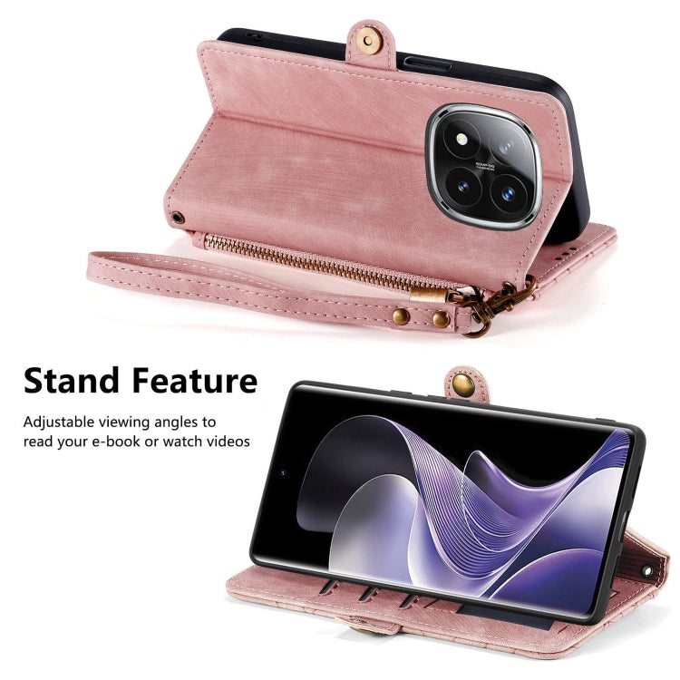 For Xiaomi Redmi Note 14 Pro+ 5G Geometric Zipper Wallet Side Buckle Leather Phone Case