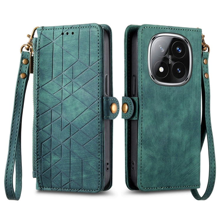 For Xiaomi Redmi Note 14 Pro+ 5G Geometric Zipper Wallet Side Buckle Leather Phone Case