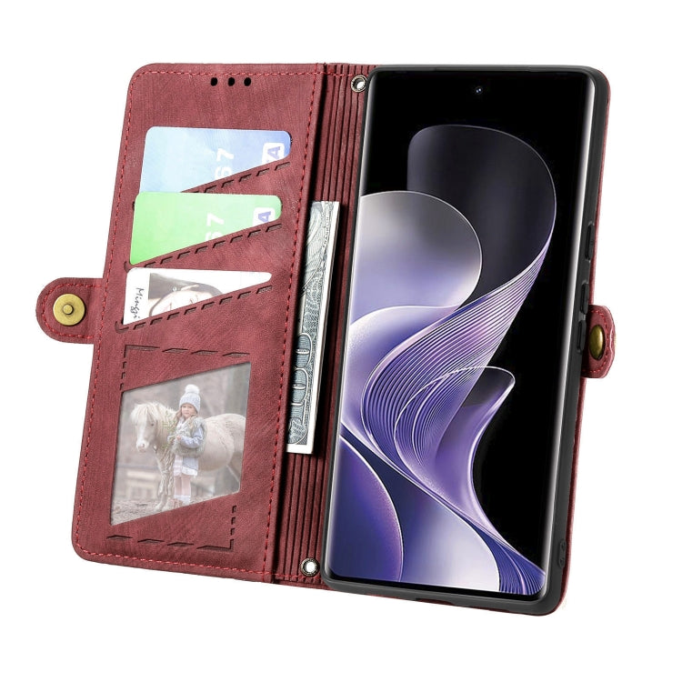 For Xiaomi Redmi Note 14 Pro+ 5G Geometric Zipper Wallet Side Buckle Leather Phone Case