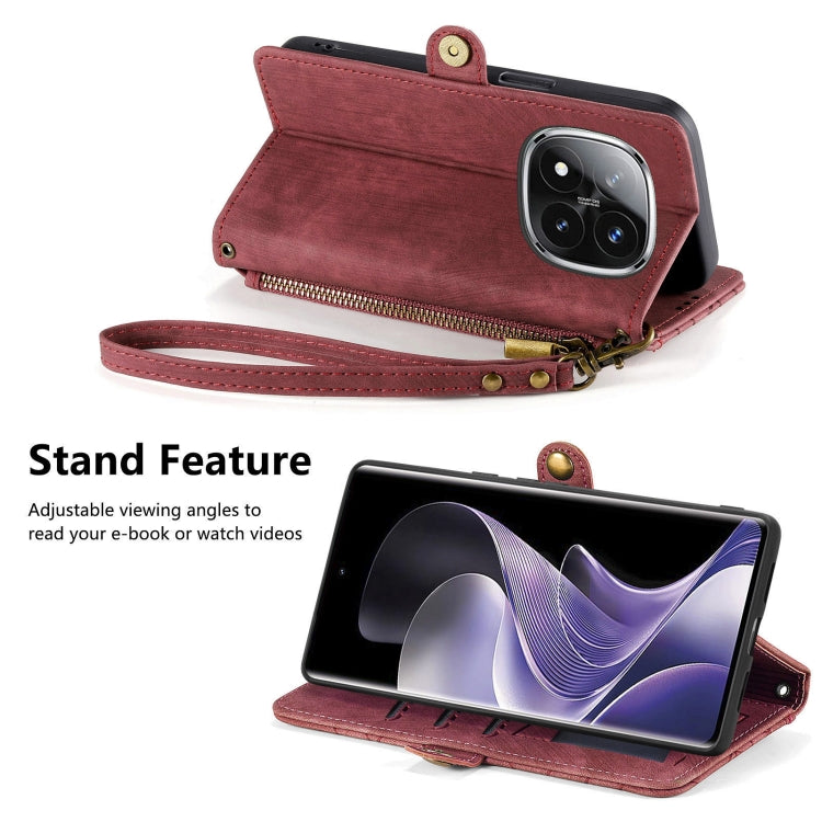 For Xiaomi Redmi Note 14 Pro+ 5G Geometric Zipper Wallet Side Buckle Leather Phone Case