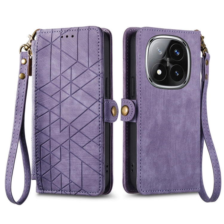 For Xiaomi Redmi Note 14 Pro+ 5G Geometric Zipper Wallet Side Buckle Leather Phone Case