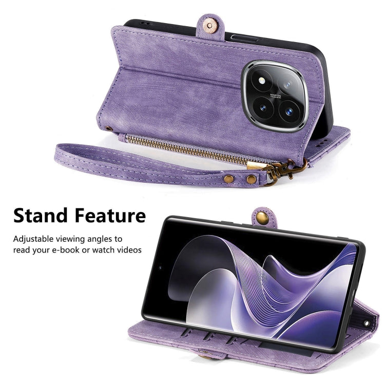 For Xiaomi Redmi Note 14 Pro+ 5G Geometric Zipper Wallet Side Buckle Leather Phone Case