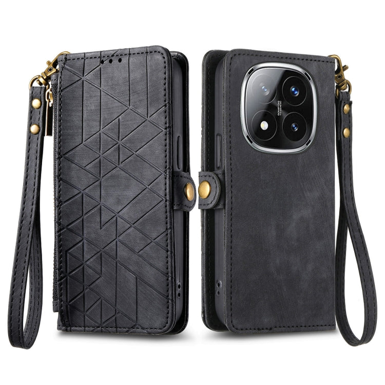 For Xiaomi Redmi Note 14 Pro+ 5G Geometric Zipper Wallet Side Buckle Leather Phone Case