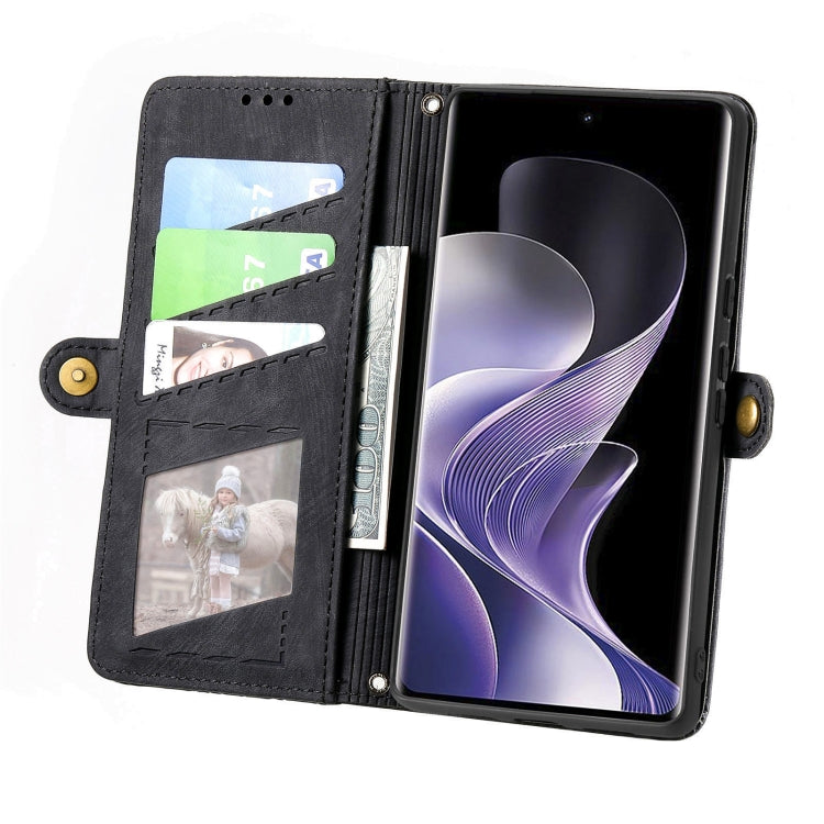 For Xiaomi Redmi Note 14 Pro+ 5G Geometric Zipper Wallet Side Buckle Leather Phone Case