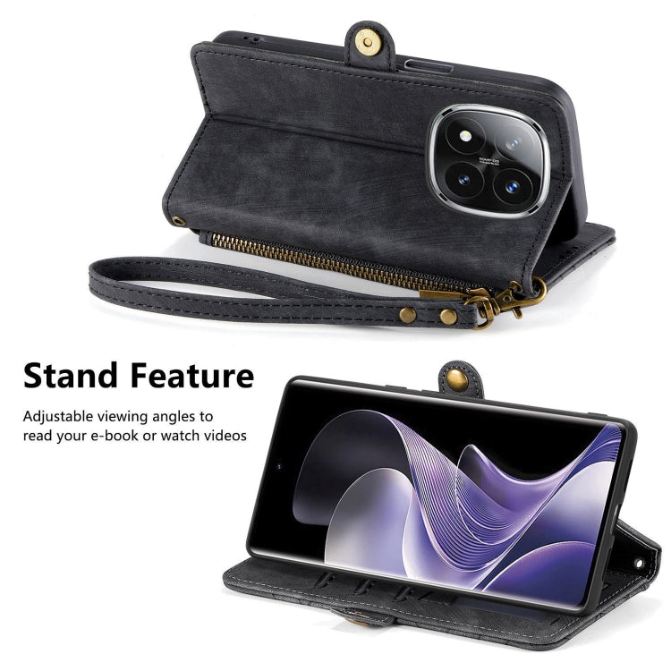 For Xiaomi Redmi Note 14 Pro+ 5G Geometric Zipper Wallet Side Buckle Leather Phone Case