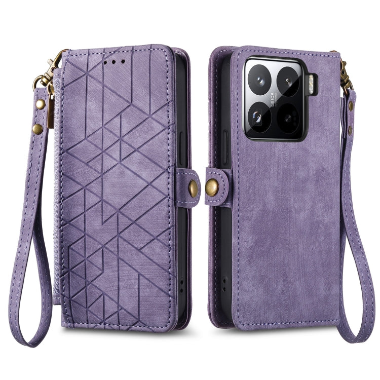 For Xiaomi 15 Geometric Zipper Wallet Side Buckle Leather Phone Case
