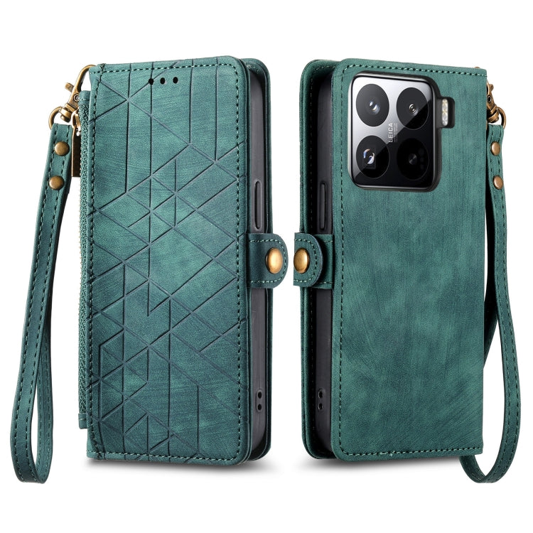 For Xiaomi 15 Pro Geometric Zipper Wallet Side Buckle Leather Phone Case