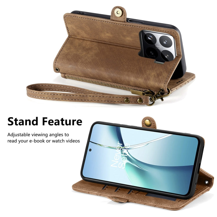 For Xiaomi 15 Pro Geometric Zipper Wallet Side Buckle Leather Phone Case