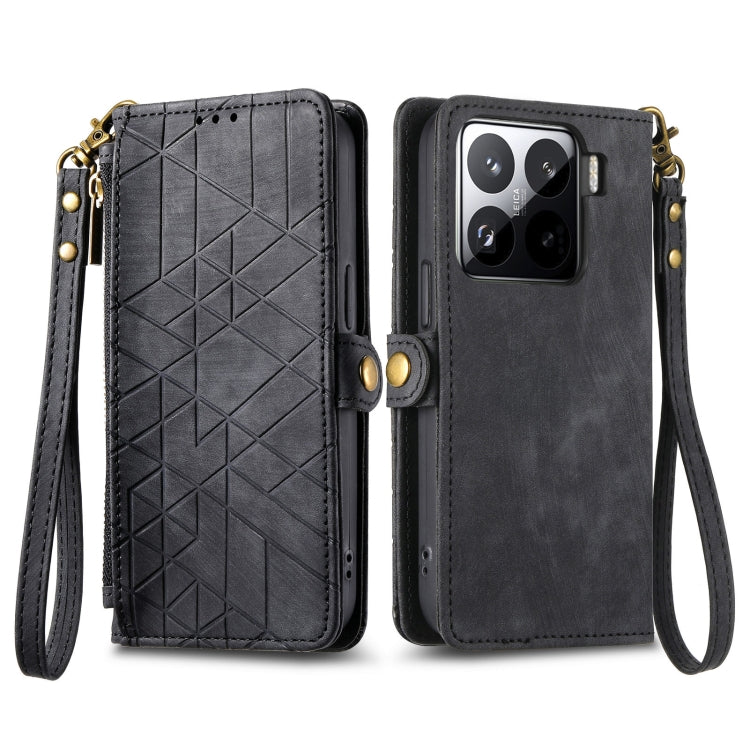 For Xiaomi 15 Pro Geometric Zipper Wallet Side Buckle Leather Phone Case