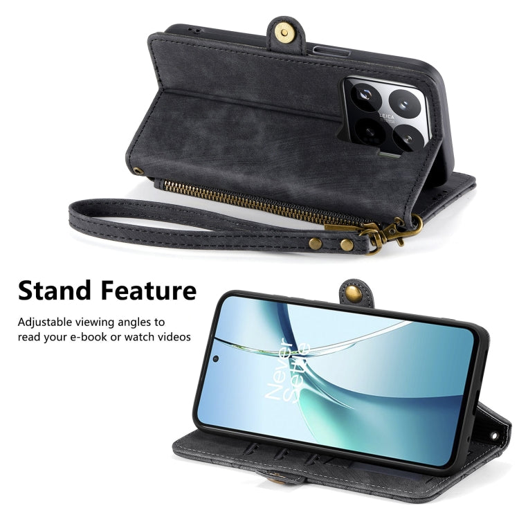 For Xiaomi 15 Pro Geometric Zipper Wallet Side Buckle Leather Phone Case