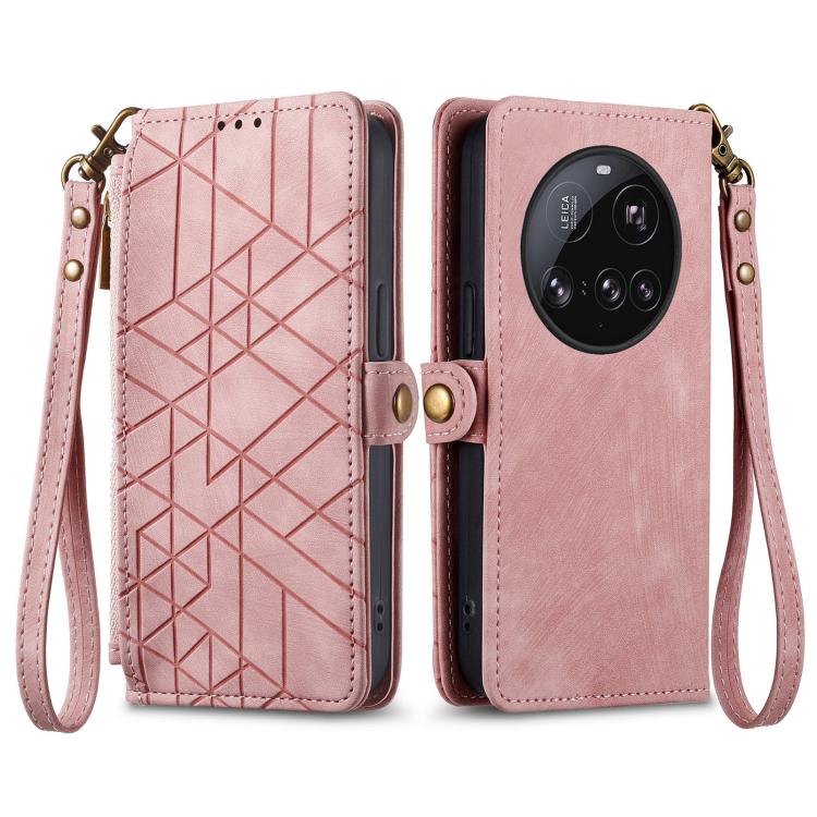 For Xiaomi 15 Ultra Geometric Zipper Wallet Side Buckle Leather Phone Case