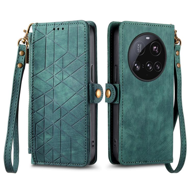 For Xiaomi 15 Ultra Geometric Zipper Wallet Side Buckle Leather Phone Case