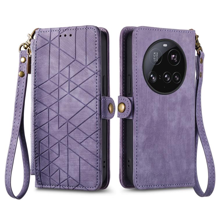 For Xiaomi 15 Ultra Geometric Zipper Wallet Side Buckle Leather Phone Case