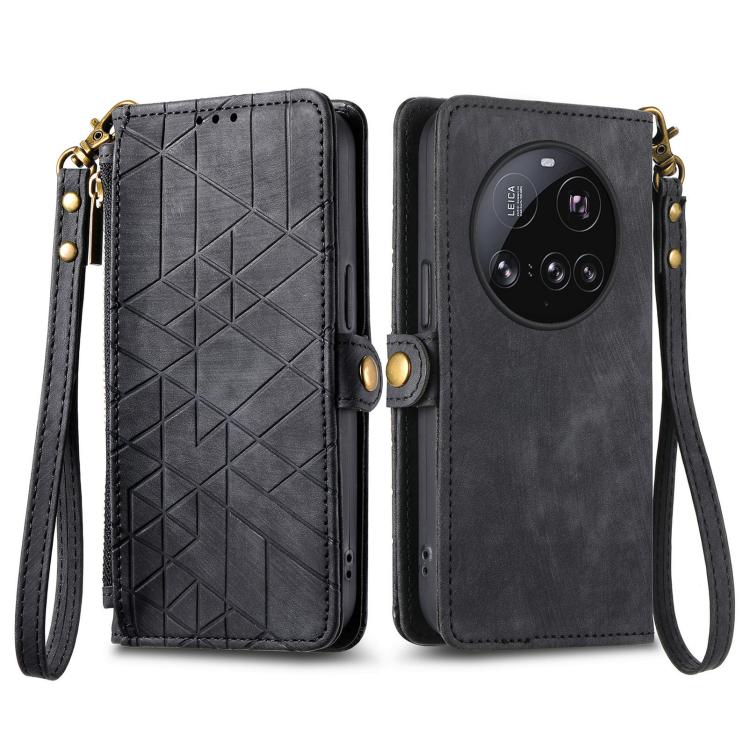 For Xiaomi 15 Ultra Geometric Zipper Wallet Side Buckle Leather Phone Case