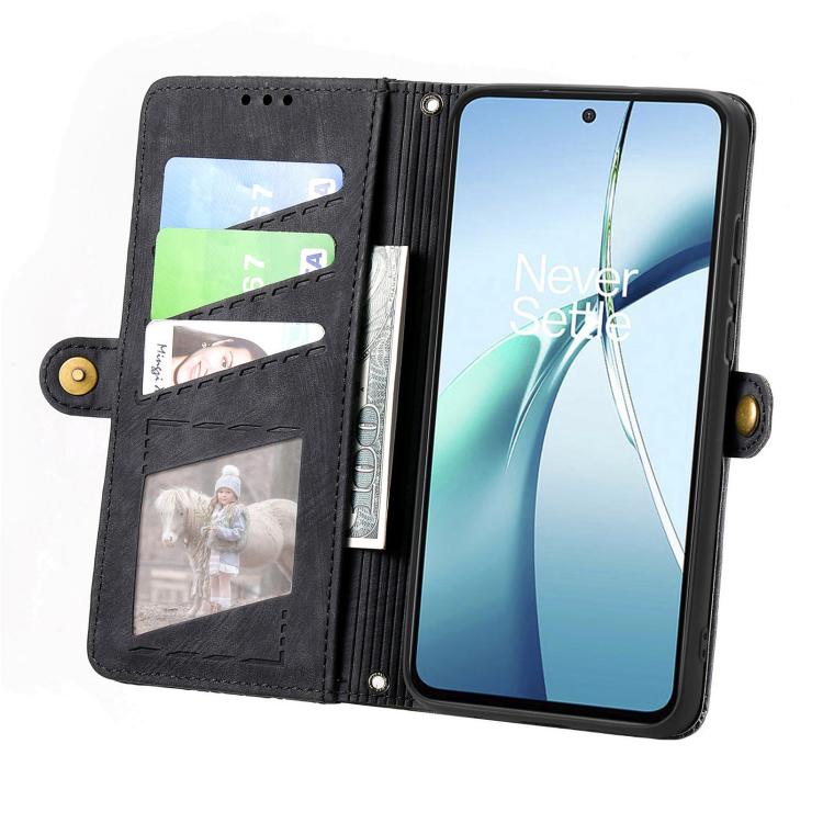 For Xiaomi Poco X7 Pro Geometric Zipper Wallet Side Buckle Leather Phone Case