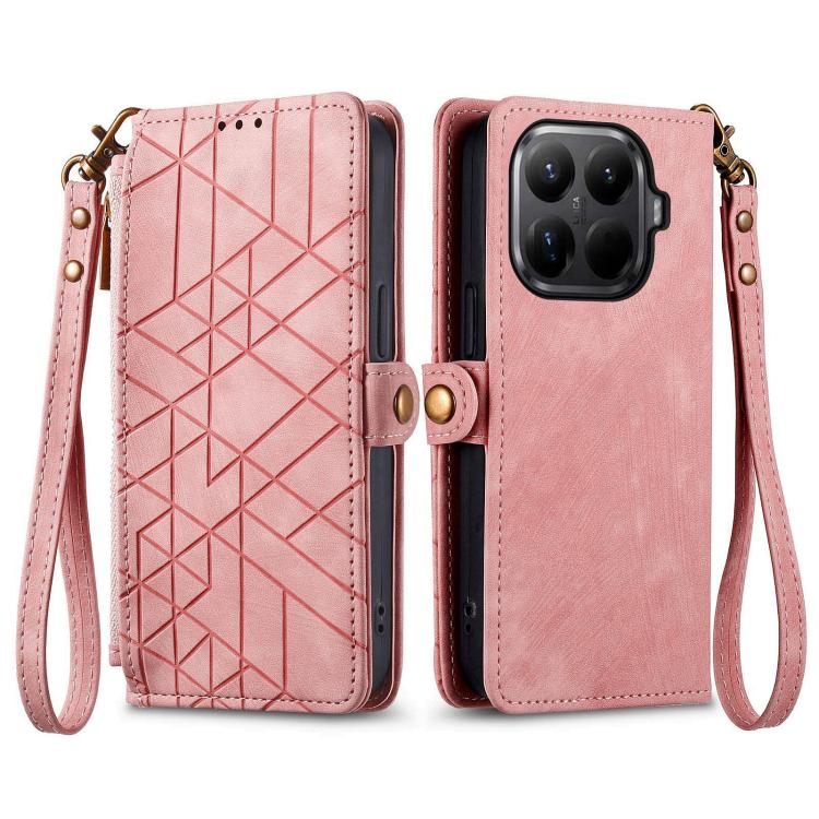 For Xiaomi 15T Pro Geometric Zipper Wallet Side Buckle Leather Phone Case