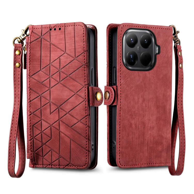 For Xiaomi 15T Pro Geometric Zipper Wallet Side Buckle Leather Phone Case