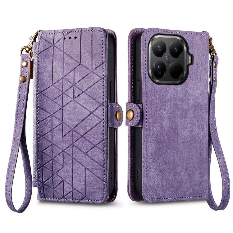For Xiaomi 15T Pro Geometric Zipper Wallet Side Buckle Leather Phone Case