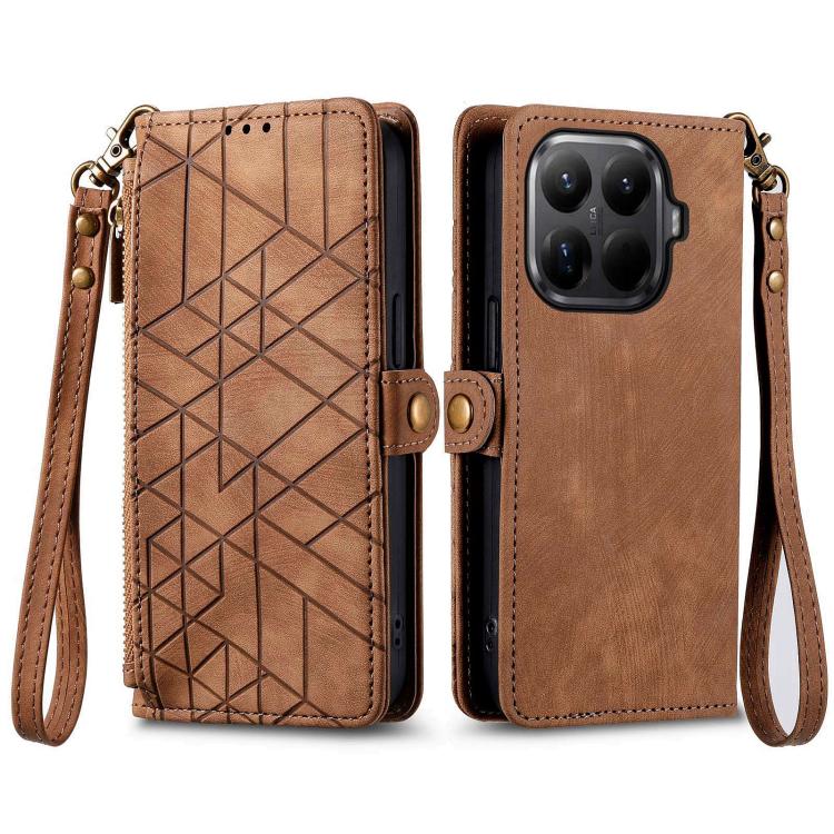 For Xiaomi 15T Pro Geometric Zipper Wallet Side Buckle Leather Phone Case