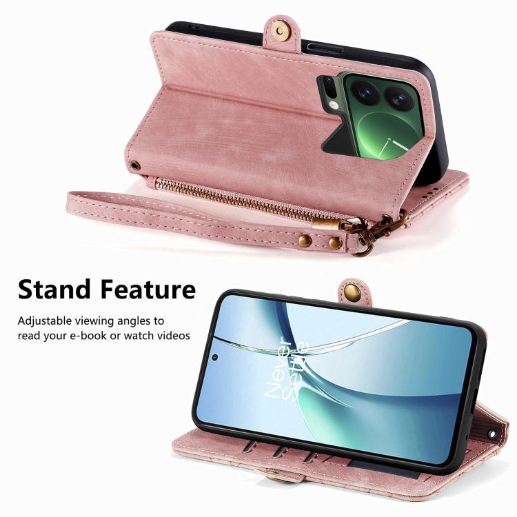 For Xiaomi 17 Pro Geometric Zipper Wallet Side Buckle Leather Phone Case