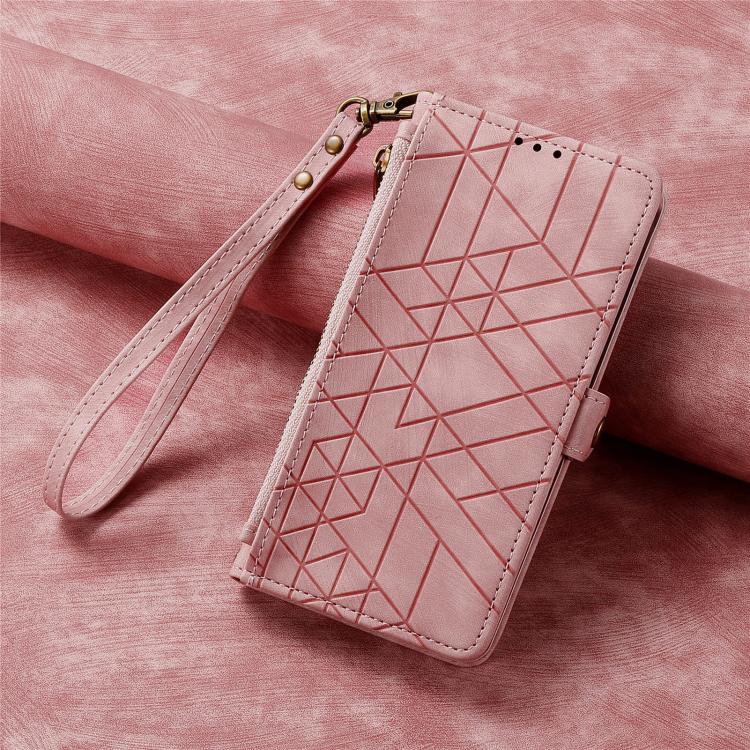For Xiaomi 17 Pro Geometric Zipper Wallet Side Buckle Leather Phone Case