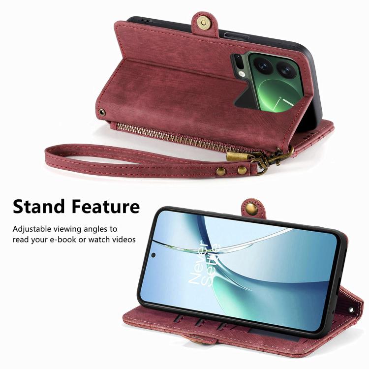 For Xiaomi 17 Pro Geometric Zipper Wallet Side Buckle Leather Phone Case