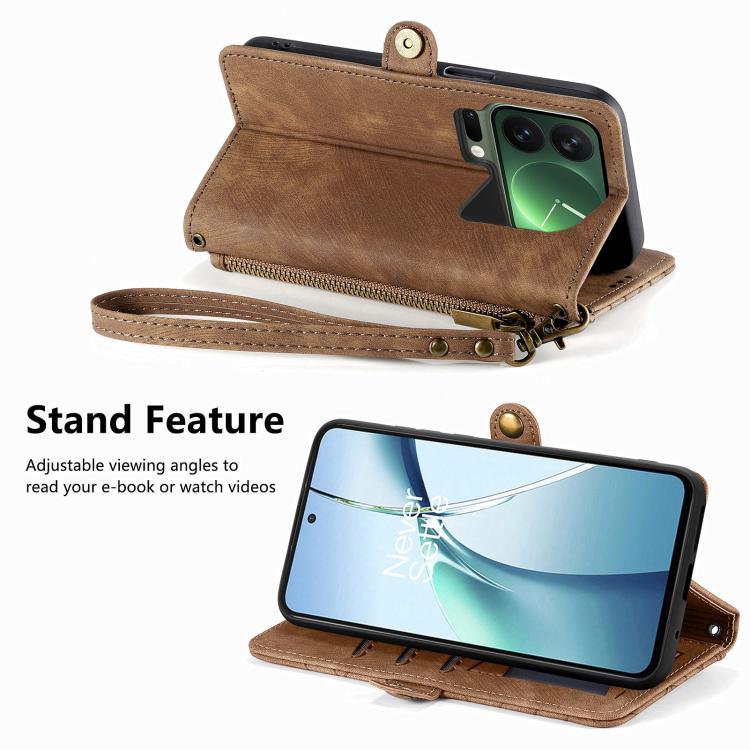 For Xiaomi 17 Pro Geometric Zipper Wallet Side Buckle Leather Phone Case