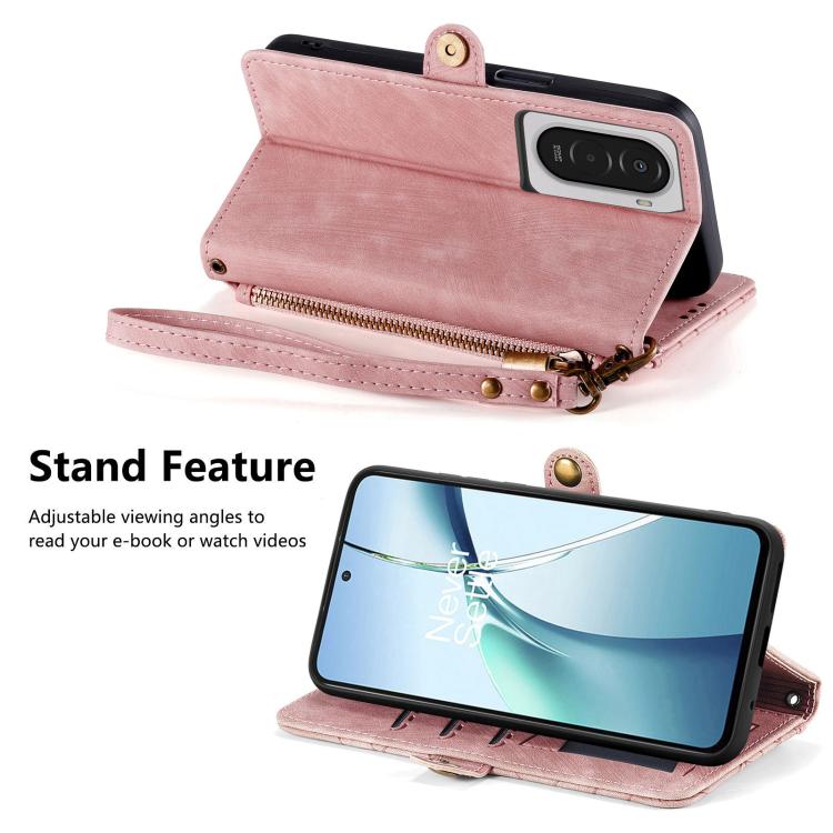 For Xiaomi Poco M7 4G 169mm Geometric Zipper Wallet Side Buckle Leather Phone Case
