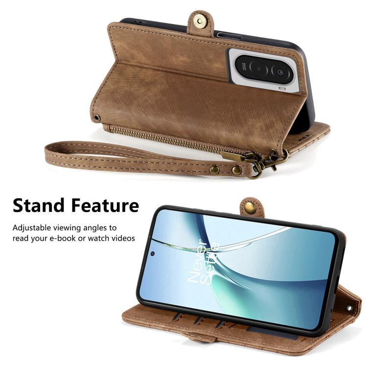 For Xiaomi Poco M7 4G 169mm Geometric Zipper Wallet Side Buckle Leather Phone Case