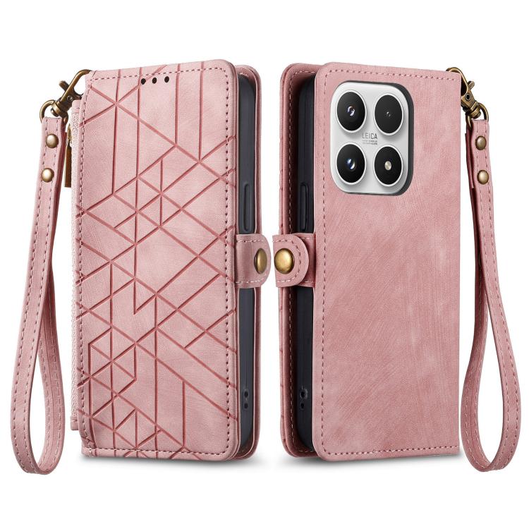 For Xiaomi 17 Geometric Zipper Wallet Side Buckle Leather Phone Case