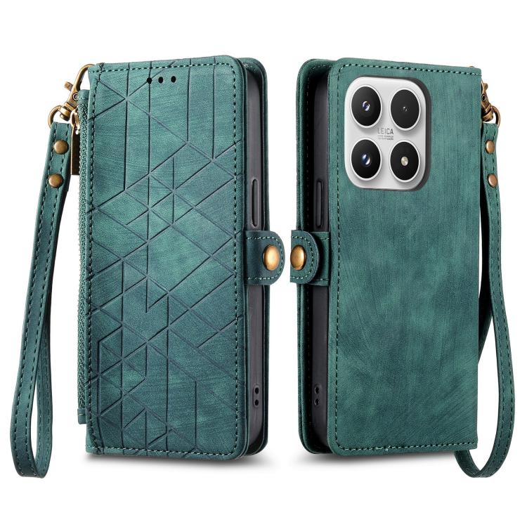For Xiaomi 17 Geometric Zipper Wallet Side Buckle Leather Phone Case