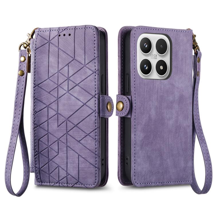 For Xiaomi 17 Geometric Zipper Wallet Side Buckle Leather Phone Case