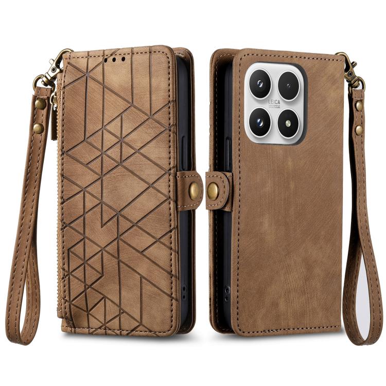 For Xiaomi 17 Geometric Zipper Wallet Side Buckle Leather Phone Case